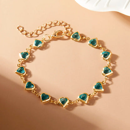 Bracelet Cœur  – Cristal Zircon-Plaqué Or Élégant
