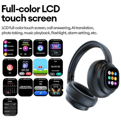 Casque Bluetooth ANC avec Écran LCD Tactile – Basses, Micro HD & Gaming