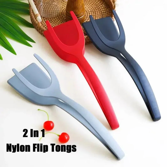 Pince spatule 2-en-1 – Nylon, antiadhésive, multi-usages cuisine