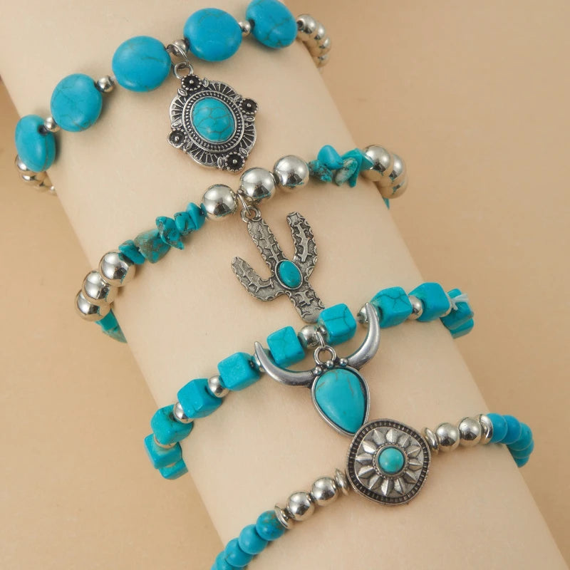 Bracelet Bohème Perles Turquoise – Style Western Chic