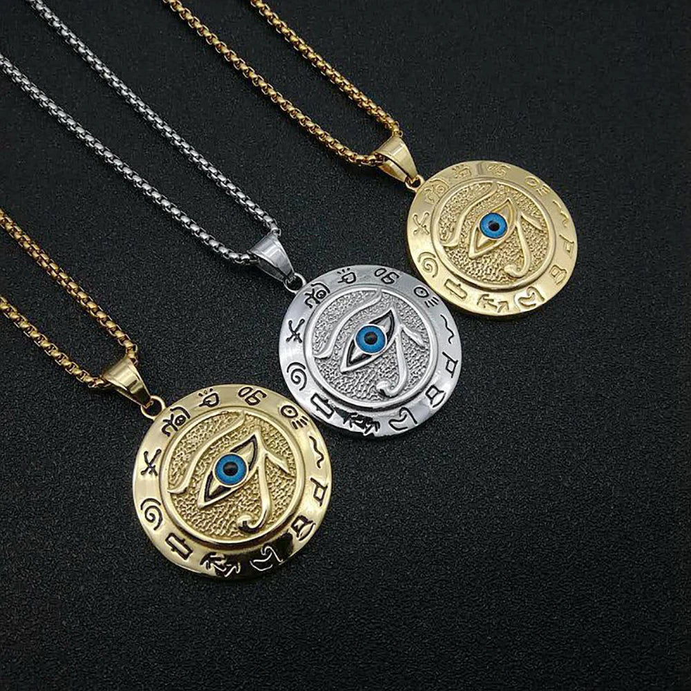 Collier Œil d’Horus Vintage – Acier Inoxydable