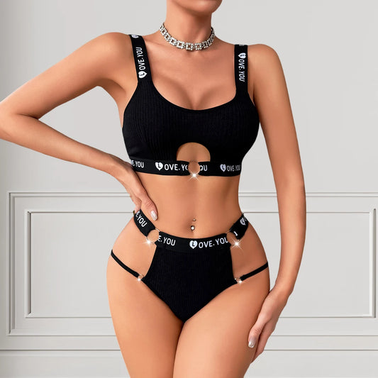 Ensemble lingerie femme 2 pièces – Côtelé, sexy & confortable