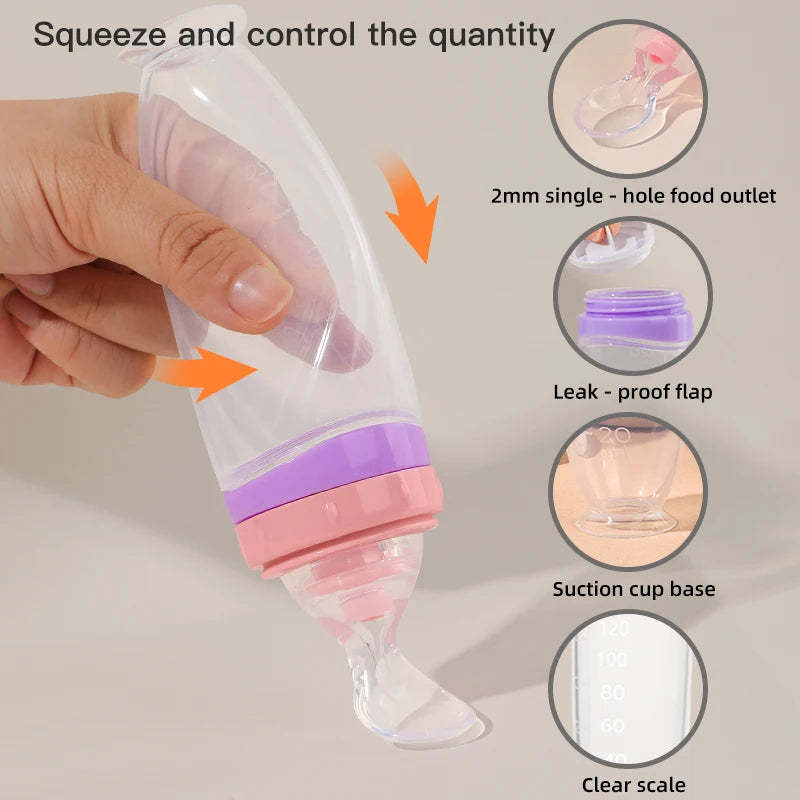 Cuillère Silicone Bébé 120ml – Alimentation Facile & Sécurisée