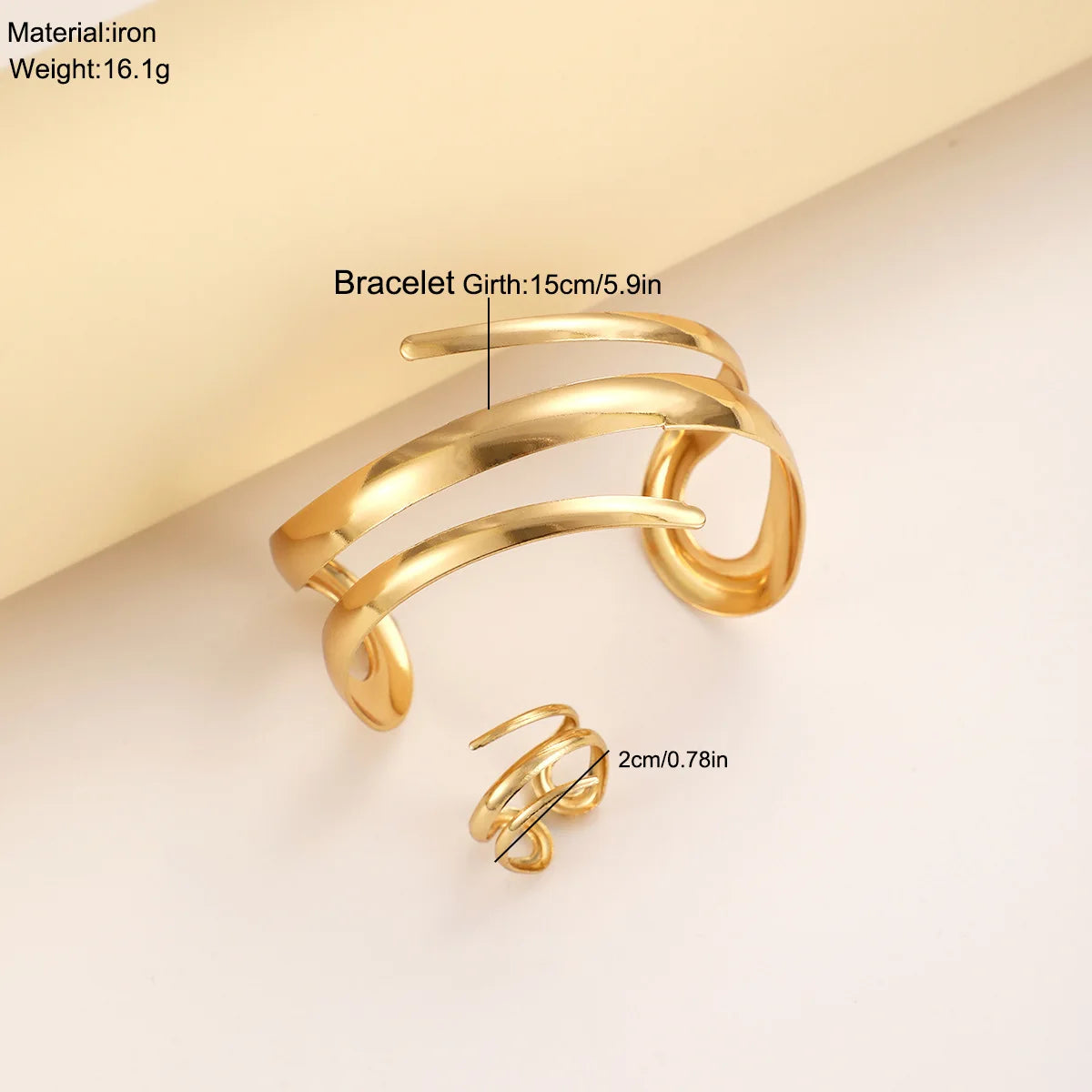 Set Bracelet & Bague Femme – Plaqué Or & Argenté Élégant