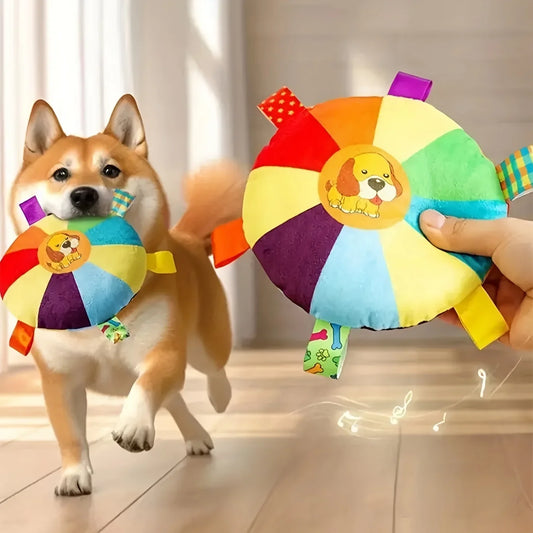 Jouet interactif chien – frisbee peluche résistant avec son