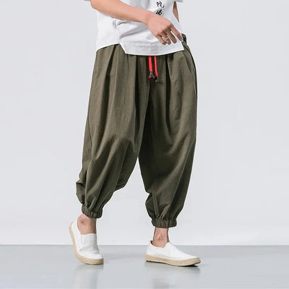 Pantalon ample homme été 👖 – coton & lin style Harajuku