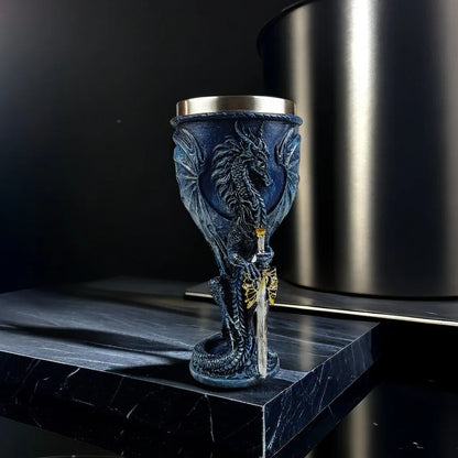 Calice Dragon 🐉 – Coupe médiévale inox & résine 3D décorative
