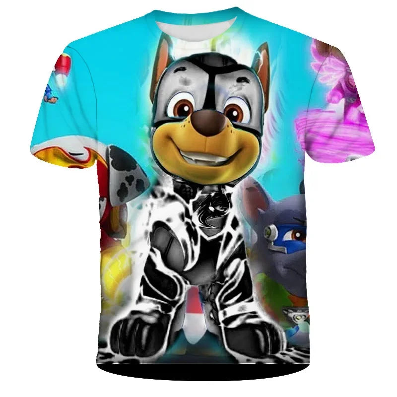 T-shirt Enfant Motif Chien Paw Patrol – Manches Courtes, Style 3D