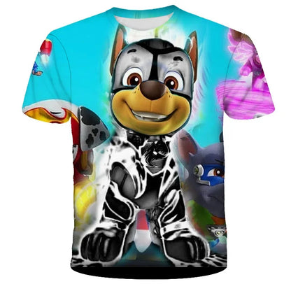 T-shirt Enfant Motif Chien Paw Patrol – Manches Courtes, Style 3D