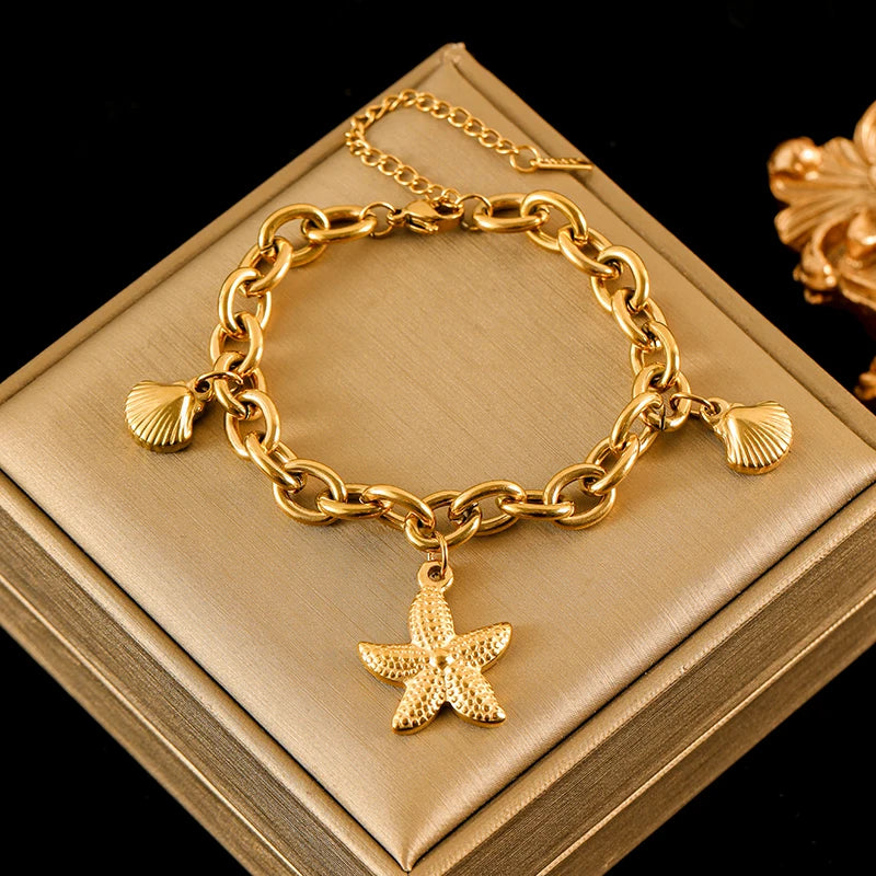 Bracelet Femme Étoiles & Lune – Plaqué Or