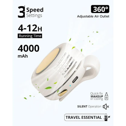 Mini Ventilateur Portable à Clipser – Sans Pales Apparentes, 3 Vitesses