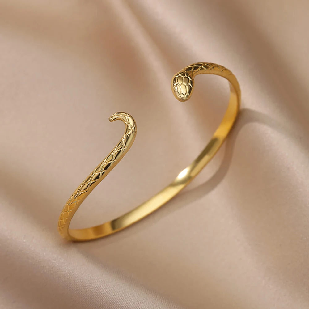 Bracelet Manchette Large Femme Doré – Acier Inoxydable