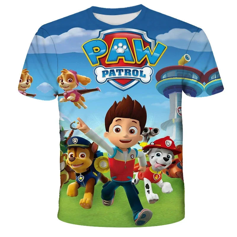 T-shirt Enfant Motif Chien Paw Patrol – Manches Courtes, Style 3D