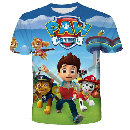 T-shirt Enfant Motif Chien Paw Patrol – Manches Courtes, Style 3D