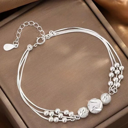 Bracelet femme argent 925 multi-rangs élégant ajustable