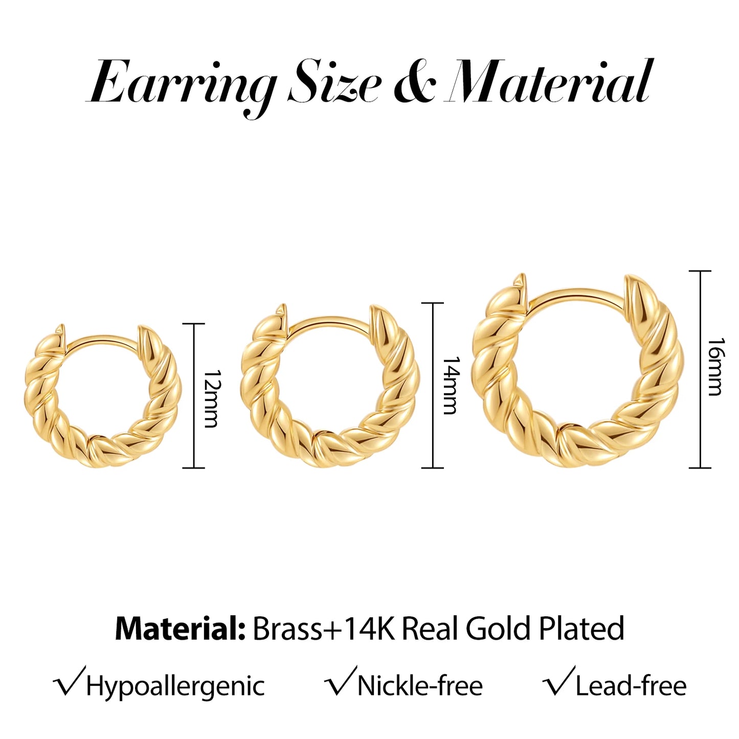 Boucles d’Oreilles Créoles Torsadées Femme – Mini Huggie Dorées