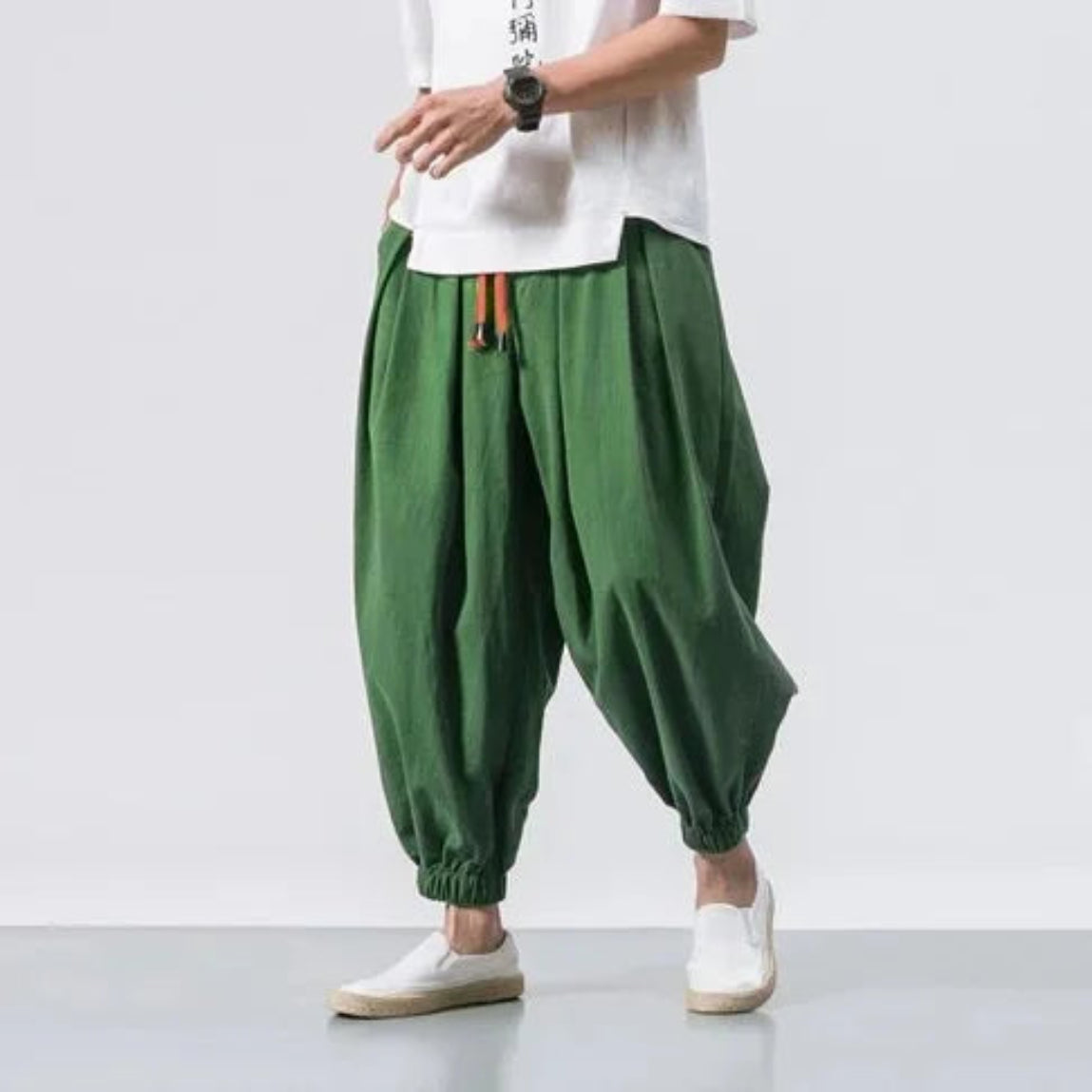 Pantalon ample homme été 👖 – coton & lin style Harajuku