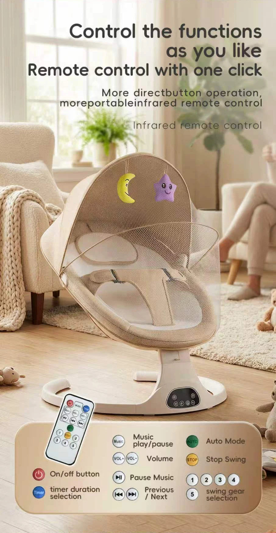 Berceau bébé électrique multifonction – balancelle apaisante