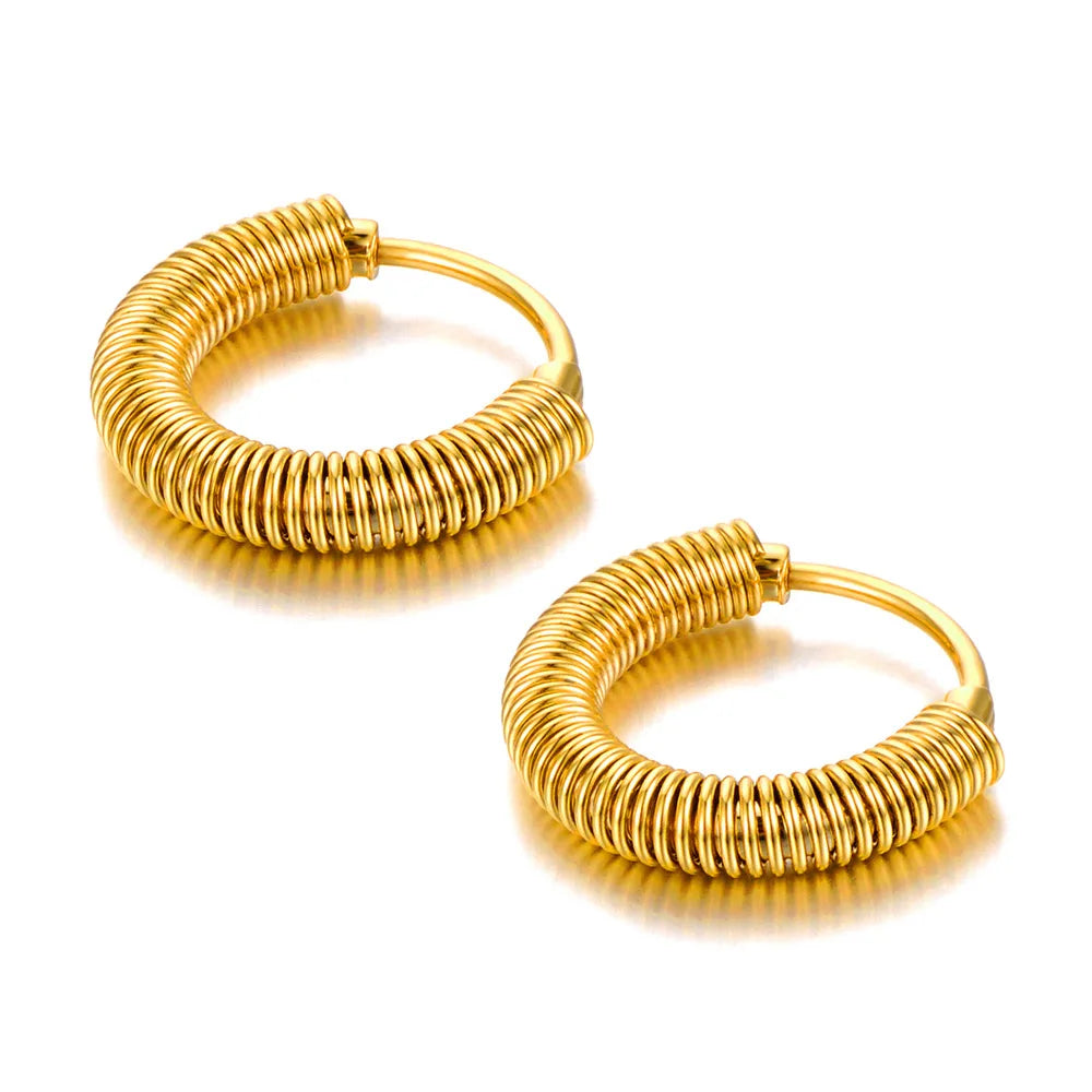 Boucles d’Oreilles Géométriques Femme – Acier Inox Plaqué Or 14K