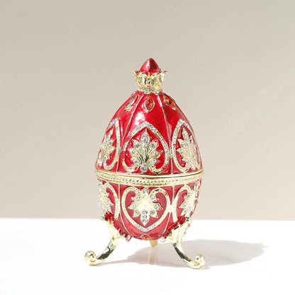 Œuf Fabergé rouge émaillé 💎 – boîte à bijoux & déco élégante