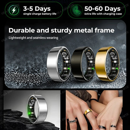 Bague Connectée R09 – Suivi Activité, Fréquence Cardiaque & Boîtier de Charge