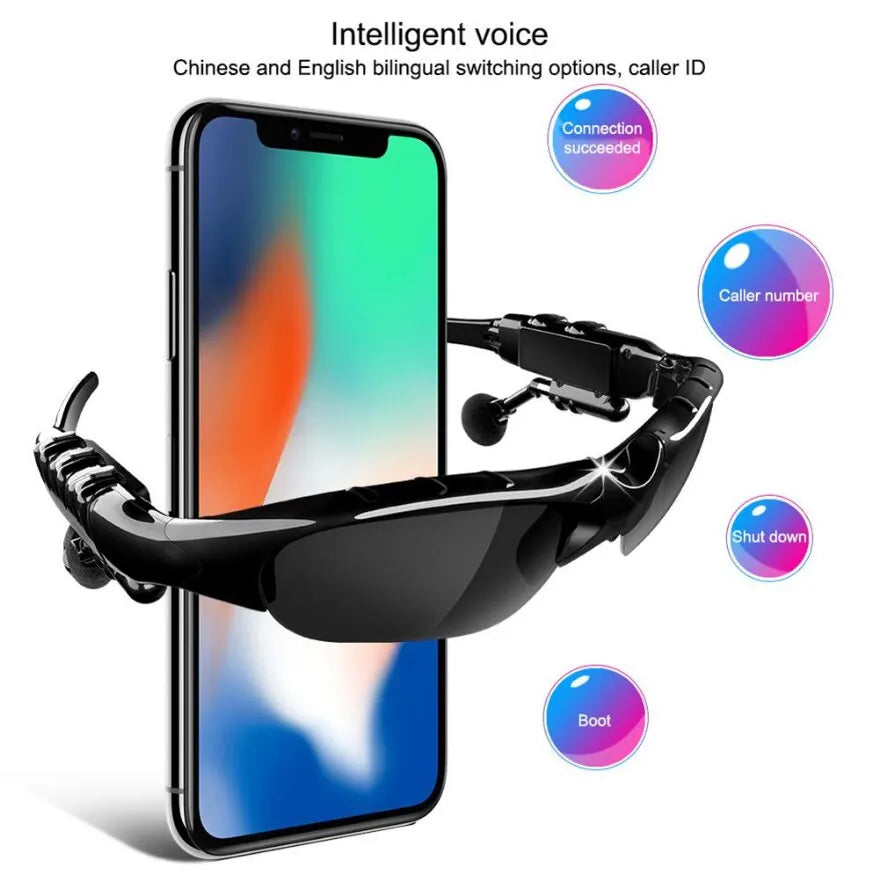 Lunettes audio Bluetooth avec micro, casque sans fil stéréo
