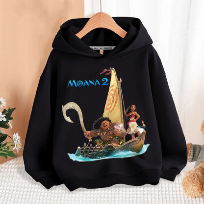 Disney Moana 2 Hoodies Enfants Nouveau Anime Mince Coton Sweat-shirt Garçons Filles Automne Hiver Chaud Pull Enfants Manches Longues