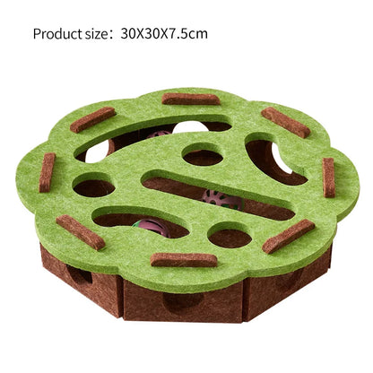 👉 Jouet puzzle interactif pour chat – Boîte en feutrine avec balles