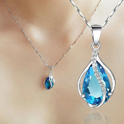 Collier Goutte Bleu Zircon – Élégance & Romance