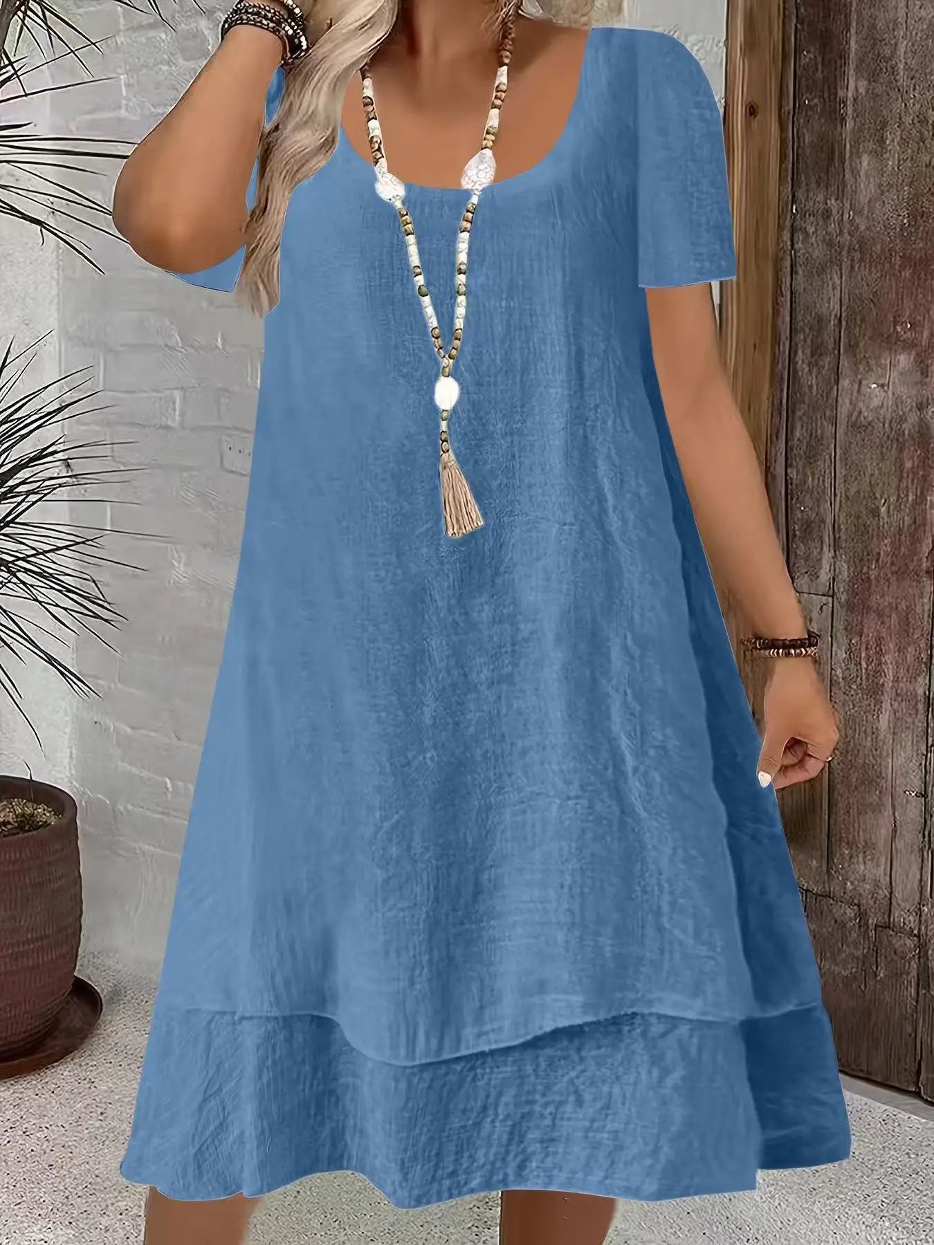 Robe Femme Casual Double Couche – Coupe Ample, Légère & Confortable