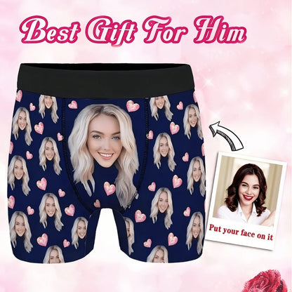 Boxer Homme Personnalisé Photo – Cadeau Drôle Saint-Valentin & Anniversaire