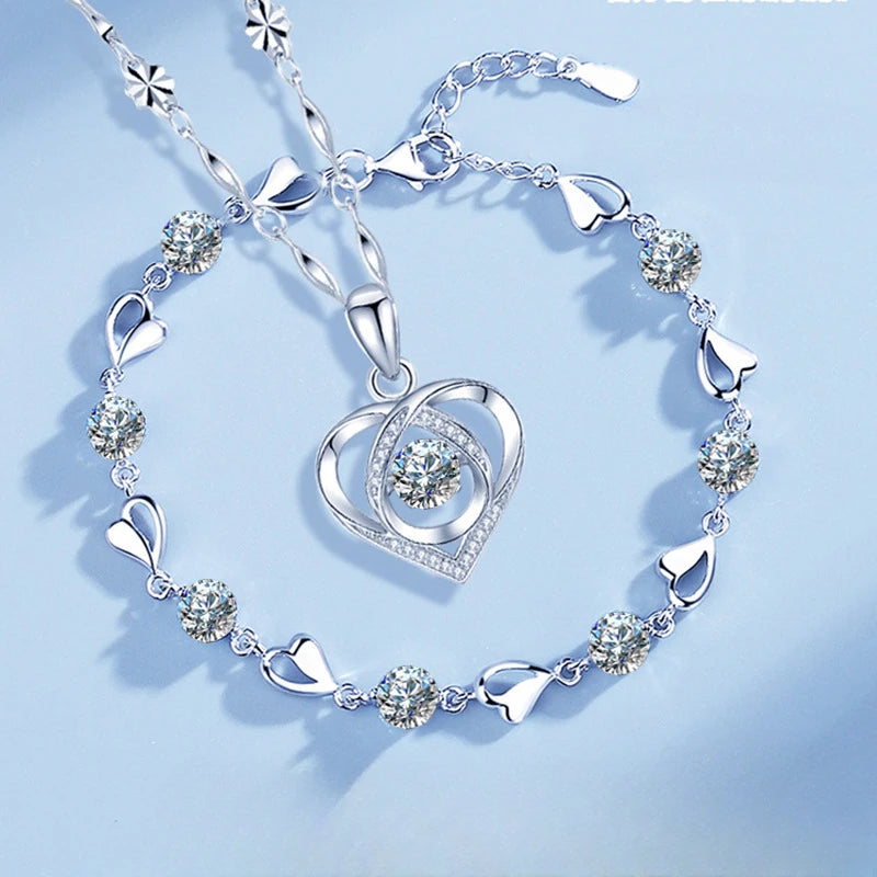 Coffret Bijoux Cœur Bleu – Collier & Bracelet Élégant