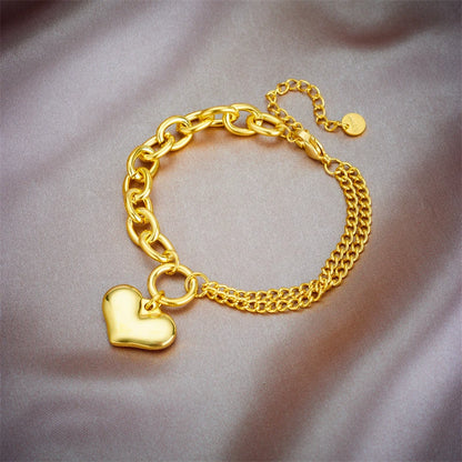 Bracelet Femme Croix & Cœur – Plaqué Or