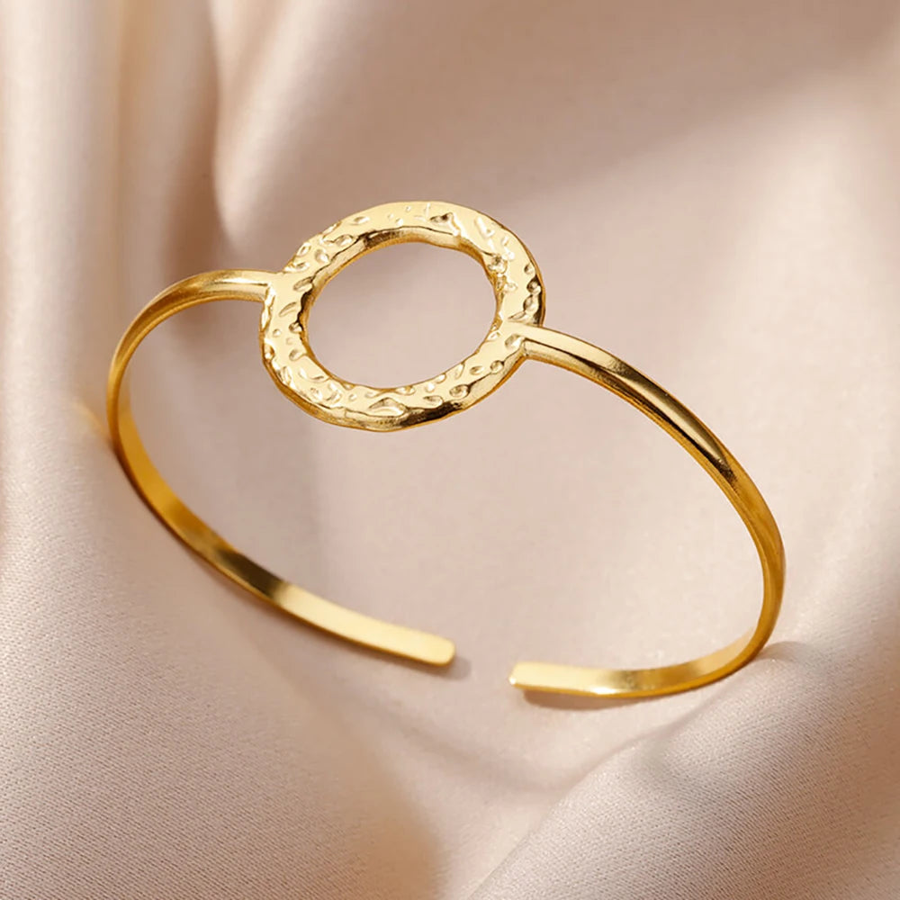 Bracelet Manchette Large Femme Doré – Acier Inoxydable