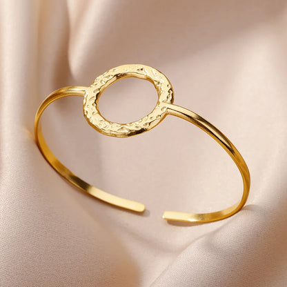 Bracelet Manchette Large Femme Doré – Acier Inoxydable