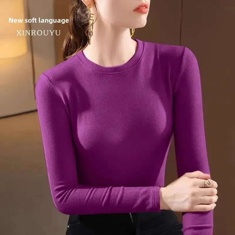 T-Shirt chaud Femme 👚 Slim Fit Manches Longues – Élégant & Confort