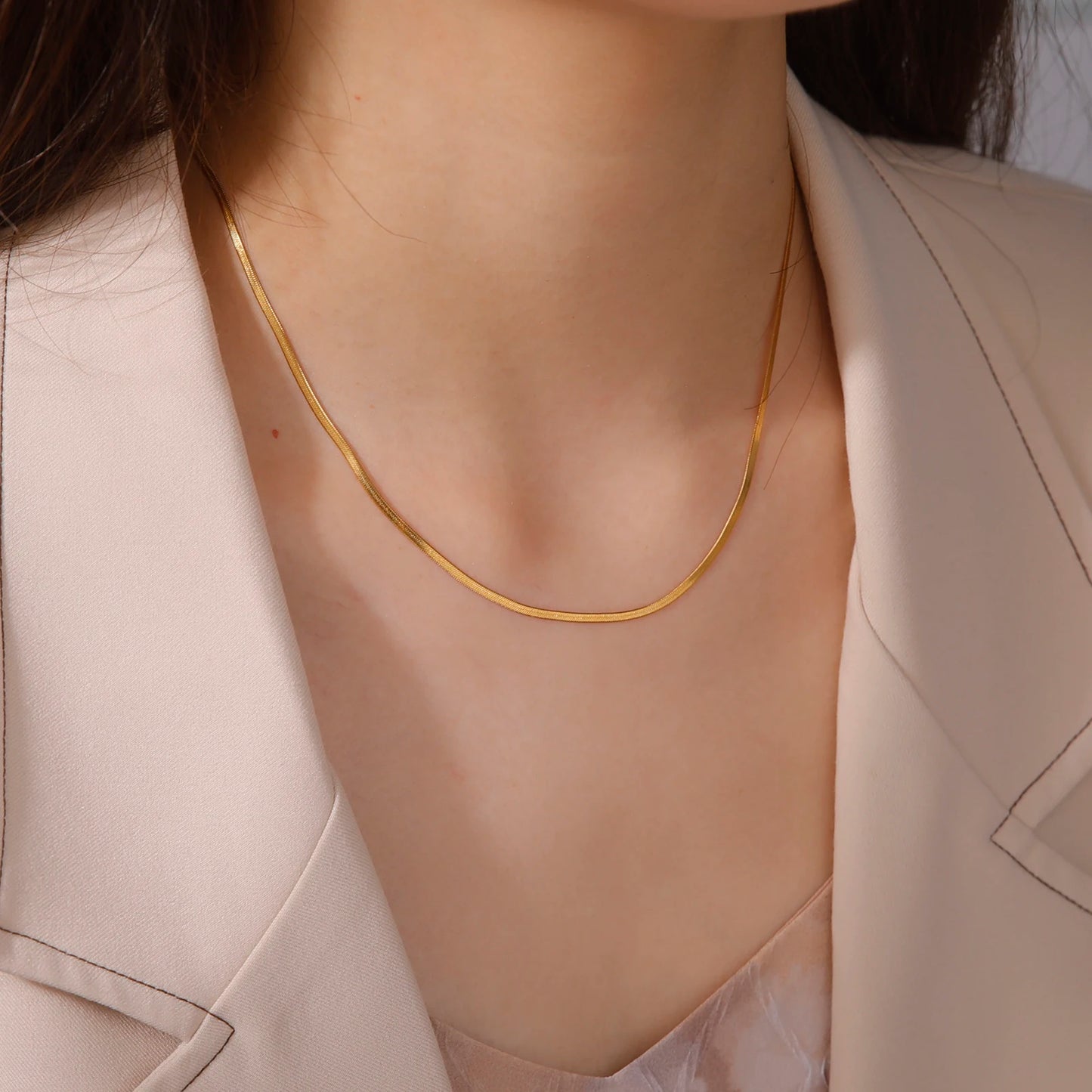 Collier Chaîne Serpent Acier Inoxydable – Plaqué Or Unisexe