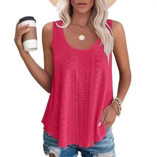 T-shirt Femme Débardeur Évasé Été – Col Rond & Dos Nu Chic