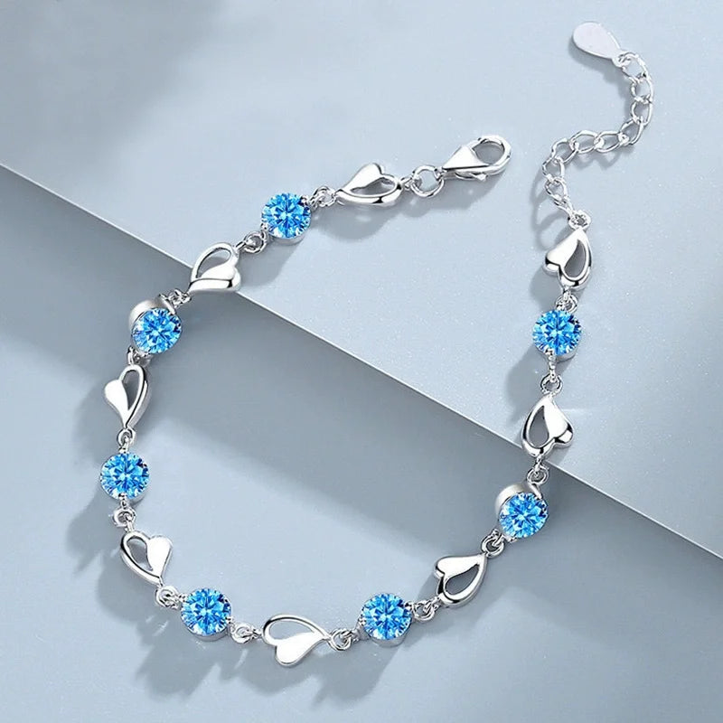 Bracelet Cœur Femme Argent 925 Style – Zircon Élégant
