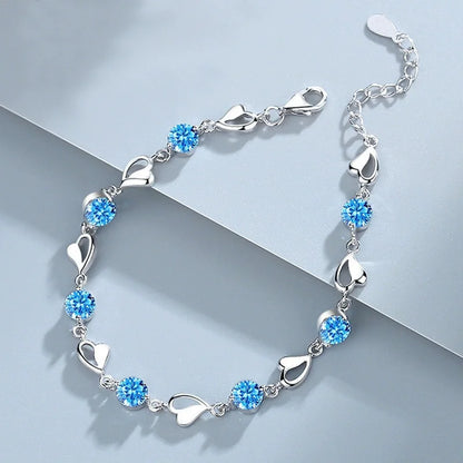 Bracelet Cœur Femme Argent 925 Style – Zircon Élégant