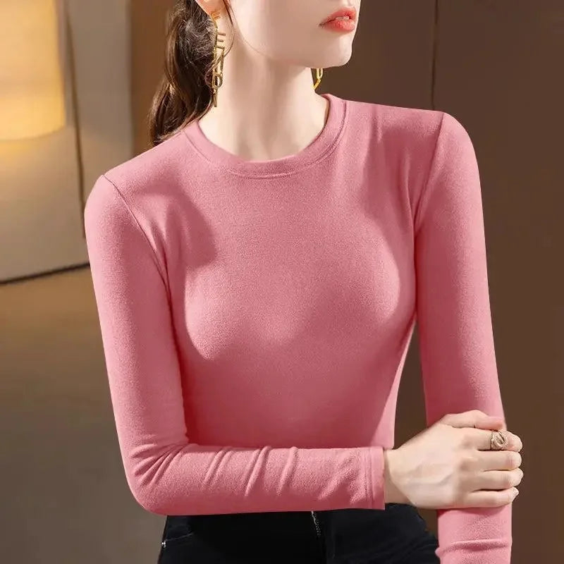 T-Shirt chaud Femme 👚 Slim Fit Manches Longues – Élégant & Confort