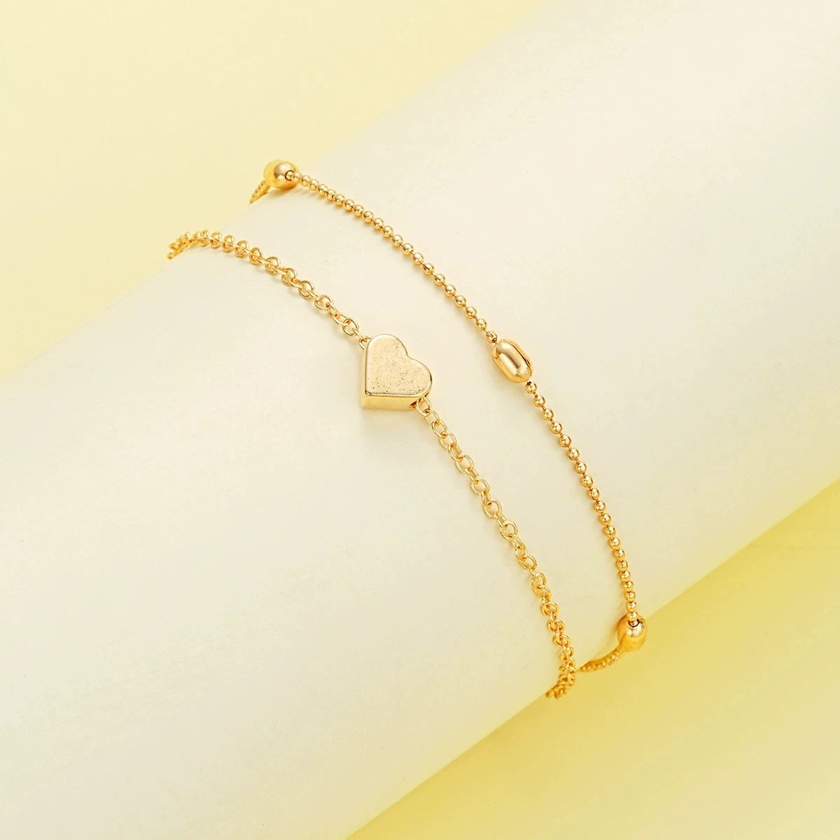 Set Collier & Bracelet Perles Cœur – Doré ou Argenté