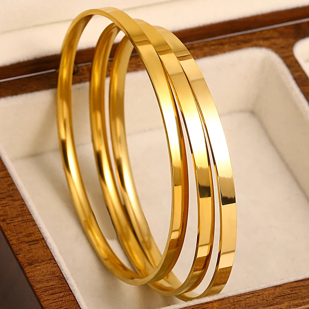 Lot 3 Bracelets Joncs Dorés 18K – Minimalistes Waterproof