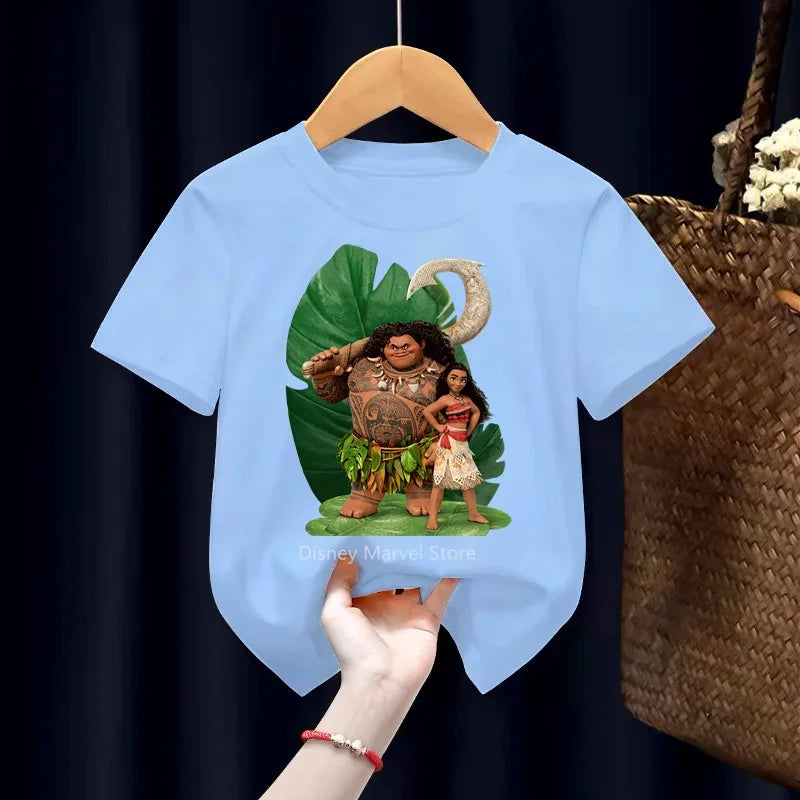 T-shirt Disney Moana pour enfants, vêtements pour enfants, dessins animés pour enfants, tenues décontractées pour garçons et filles, t-shirt pour adolescents, nouveau