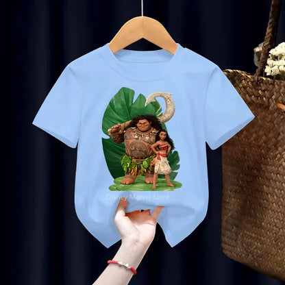 T-shirt Disney Moana pour enfants, vêtements pour enfants, dessins animés pour enfants, tenues décontractées pour garçons et filles, t-shirt pour adolescents, nouveau