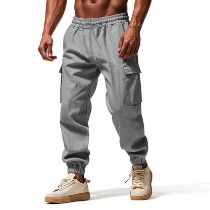 Pantalon Cargo Homme Coton – Décontracté Outdoor, Taille Cordon