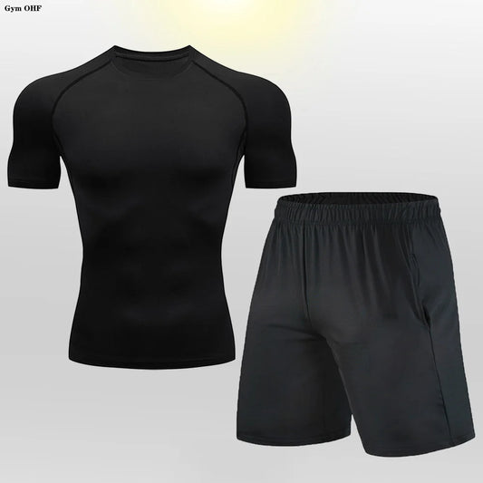 2 pièces T-shirt Short sport homme moulant – Séchage rapide été
