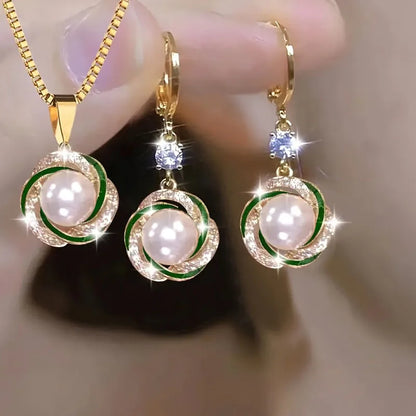 Parure Bijoux Femme Zircon – Collier & Boucles Élégantes 3 Pièces