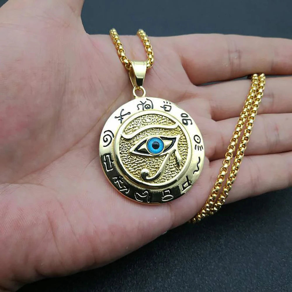 Collier Œil d’Horus Vintage – Acier Inoxydable