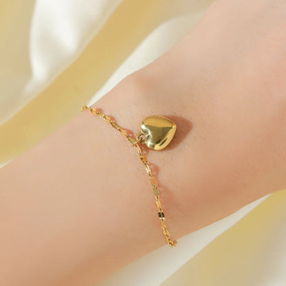 Set Bijoux Cœur Femme – Collier, Bracelet & Boucles Plaqué Or 18K